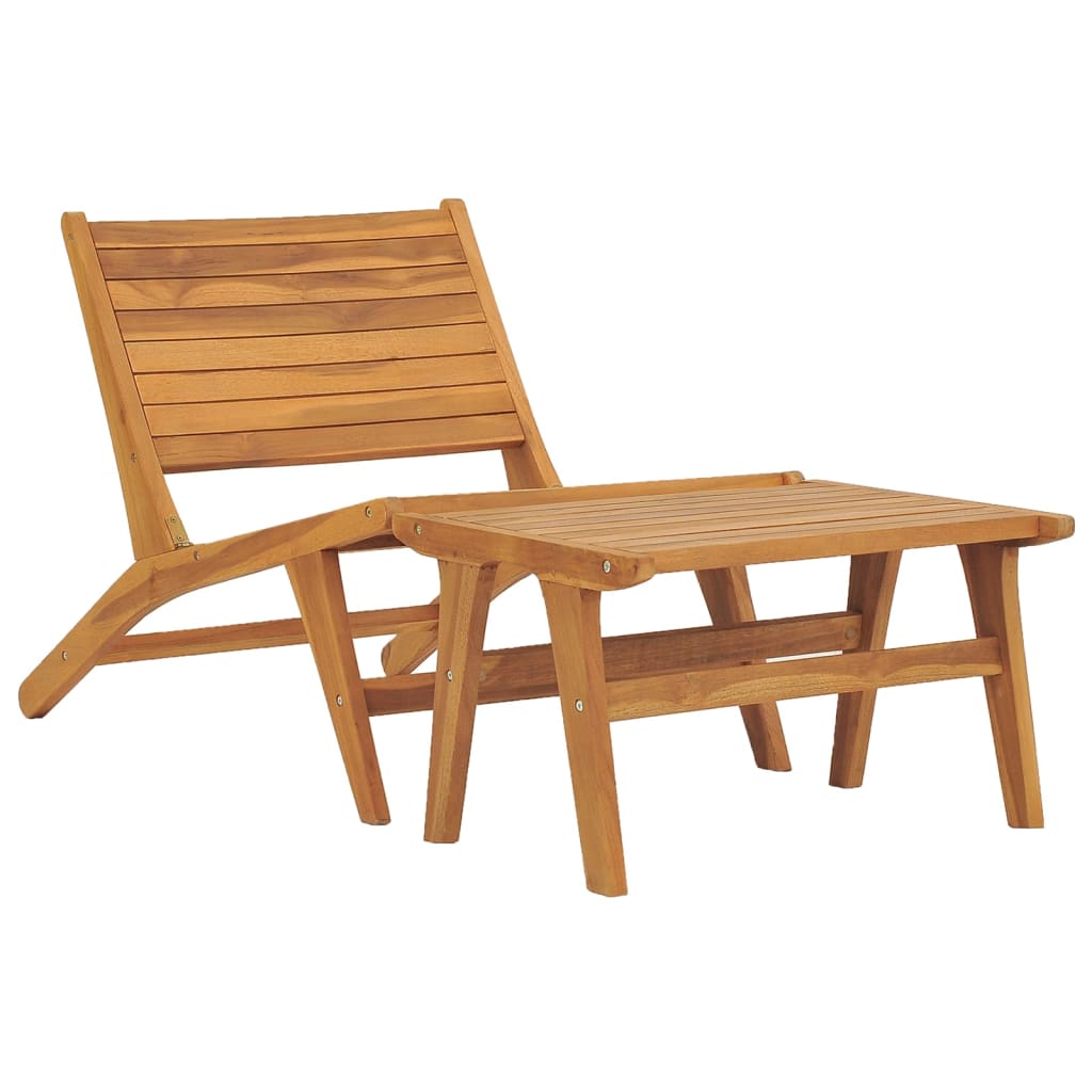 Gartenstuhl mit Fussablage Massivholz Teak